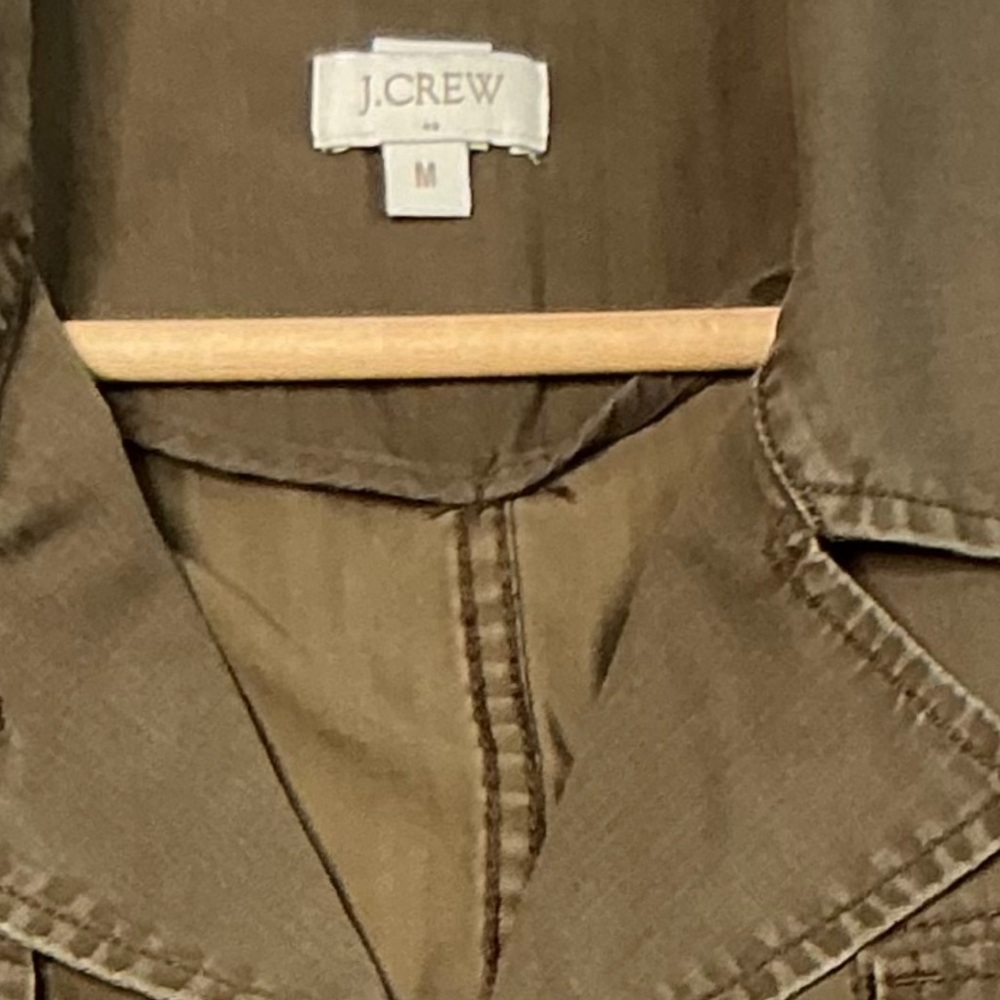 J.Crew Brown Utility Field Jacket Women’s Medium – Distressed Khaki Button-Up - Picture 6 of 15